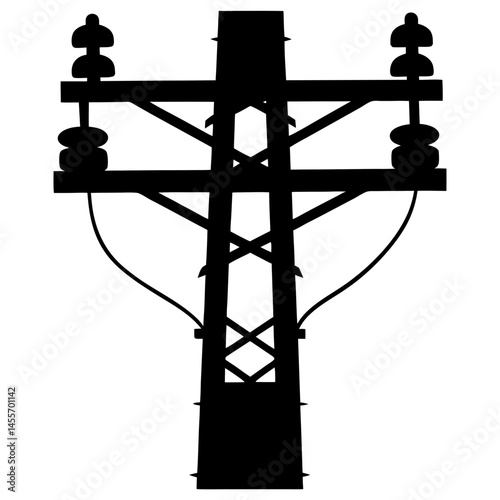 Electricity tower silhouette,power supply pole vector icon