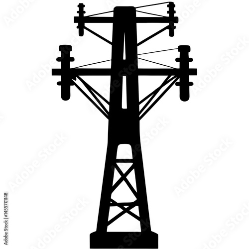 Electricity tower silhouette,power supply pole vector icon