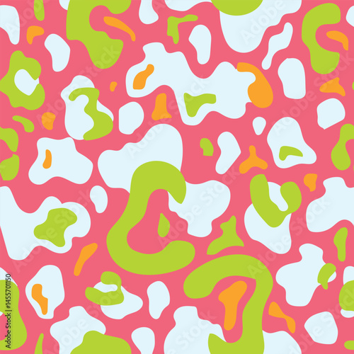 Seamless abstract pattern with organic shapes in neon and pastel colors. Modern vector texture for fashion, fabric, wrapping paper and branding.