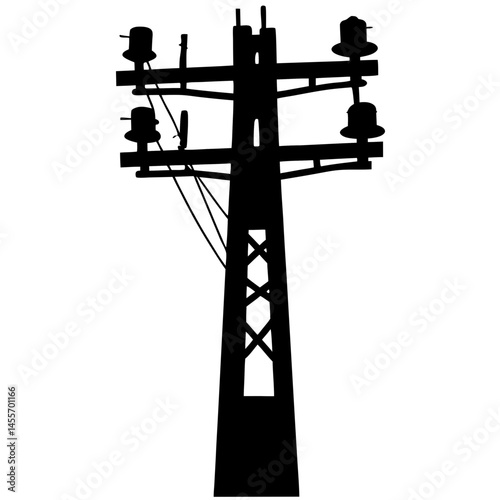 Electricity tower silhouette,power supply pole vector icon