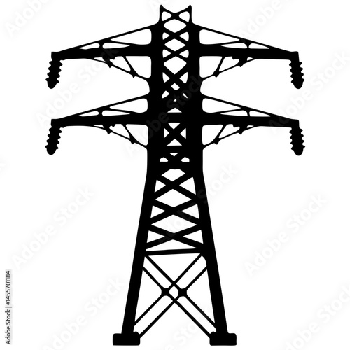 Electricity tower silhouette,power supply pole vector icon