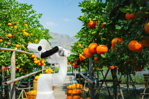 Agricultural industry with artificial intelligence robots concept