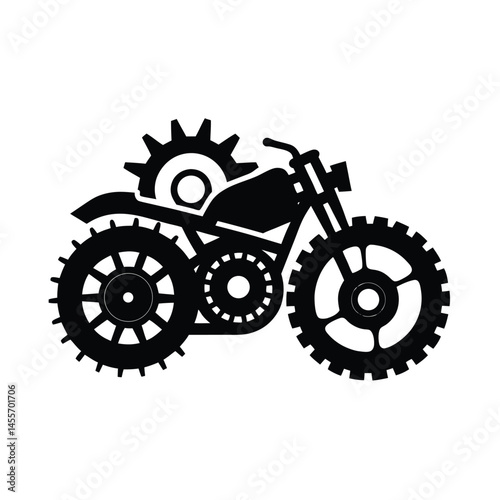 motorcycle gear cogwheel behind vector art silhouette