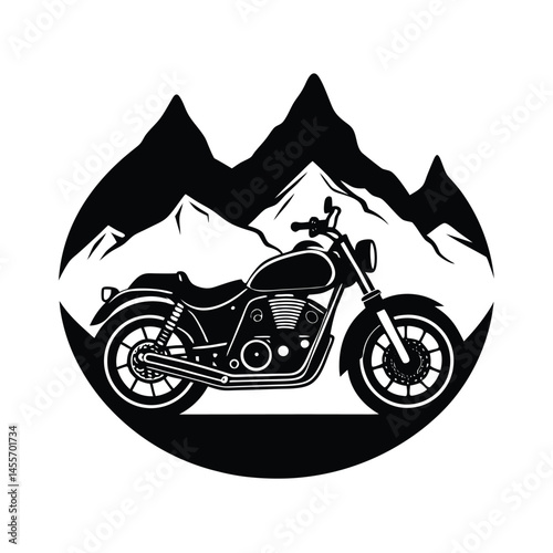 motorcycle gear cogwheel behind vector art silhouette