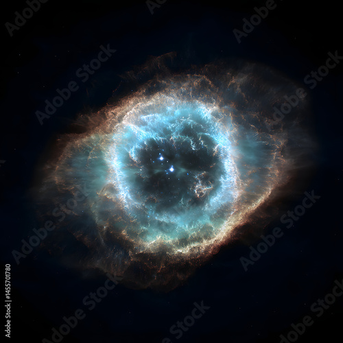 Planetary Nebula Structure on White Background