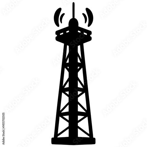 Telephone Tower black simple  silhouette,mobile Tower   vector
