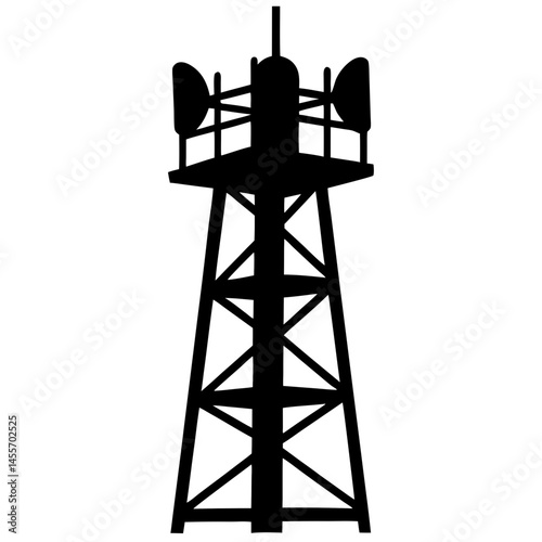 Telephone Tower black simple  silhouette,mobile Tower   vector