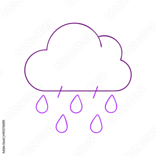 Rain cloud with drops in minimalistic style  