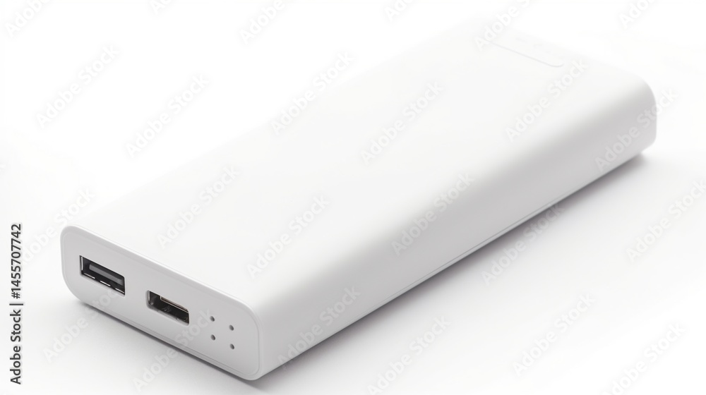 White rectangular portable battery pack White rectangular portable battery pack