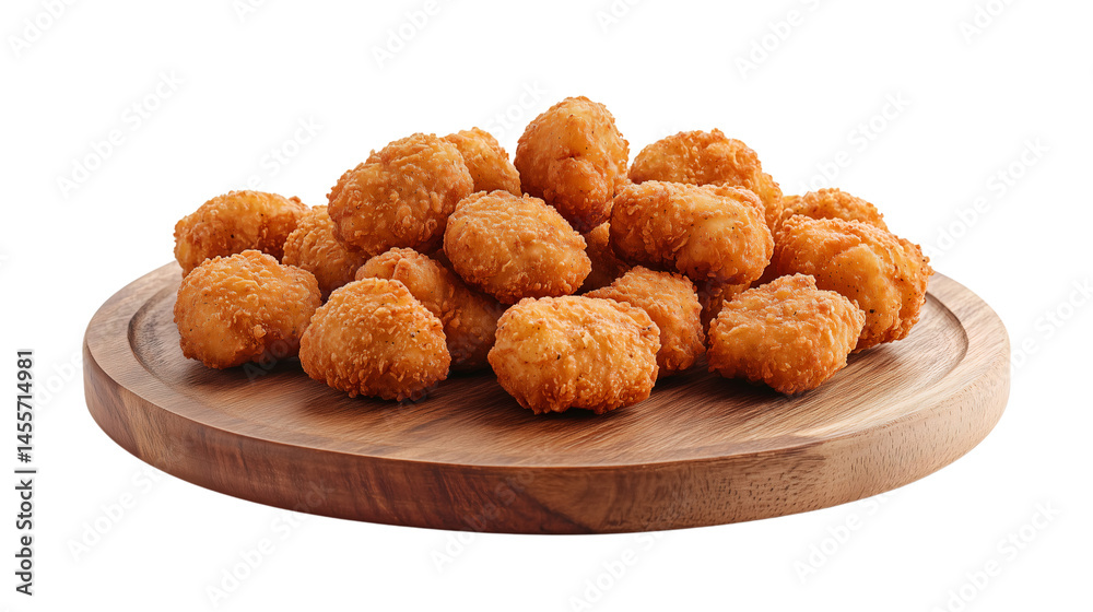 Plate filled with crispy nuggets perfect for sharing, PNG, created with Generative AI Plate filled with crispy nuggets perfect for sharing, PNG, created with Generative AI