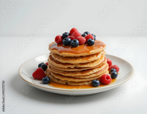 Wallpaper Mural Pancakes Stack with Berries and Syrup Topping Food Photography Torontodigital.ca