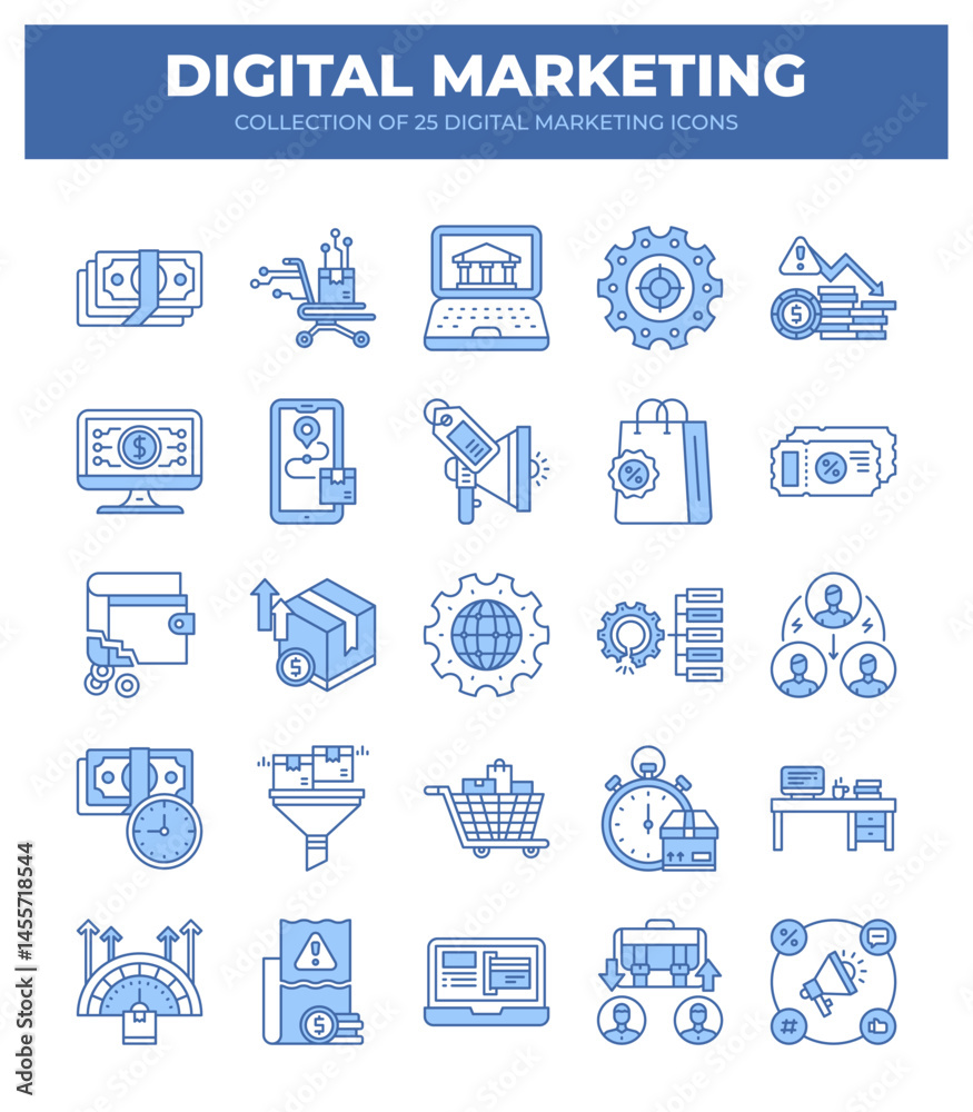 Collection of 25 Digital Marketing Icons. A Visual Guide to Modern Business Strategies Collection of 25 Digital Marketing Icons. A Visual Guide to Modern Business Strategies