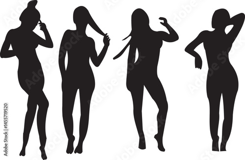 Confident Female Silhouettes in Standing Pose with Relaxed Style