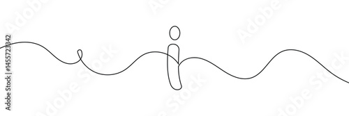 Continuous one line drawing silhouette of information symbol. The Information linear icon. One line drawing background. Vector illustration. Linear information background