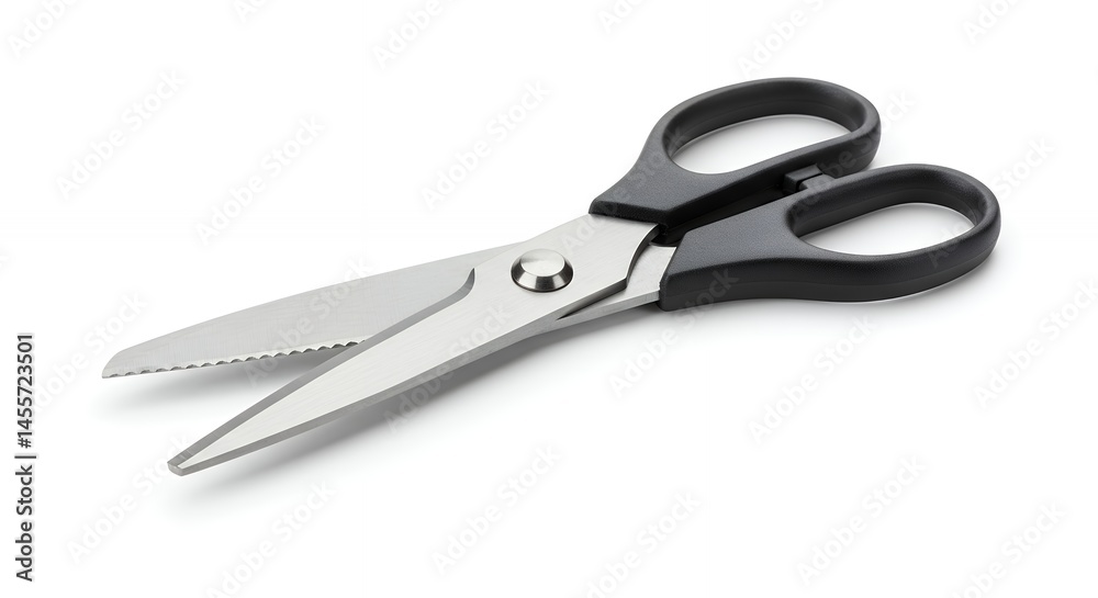 Close up of scissors isolated on white background showing blades and handles Close up of scissors isolated on white background showing blades and handles