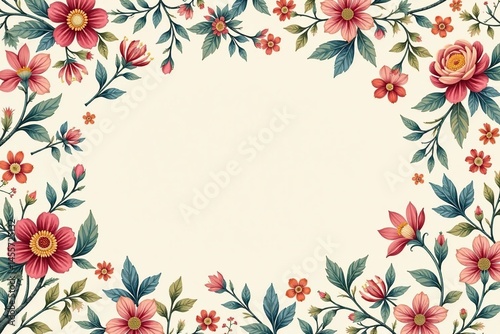 Delicate paisley floral pattern, small-scale blooms and leaves , soft, pastel