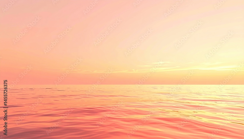 Obraz premium Serene sunset reflection over calm ocean waters coastal view nature photography tranquil environment aesthetic perspective for relaxation