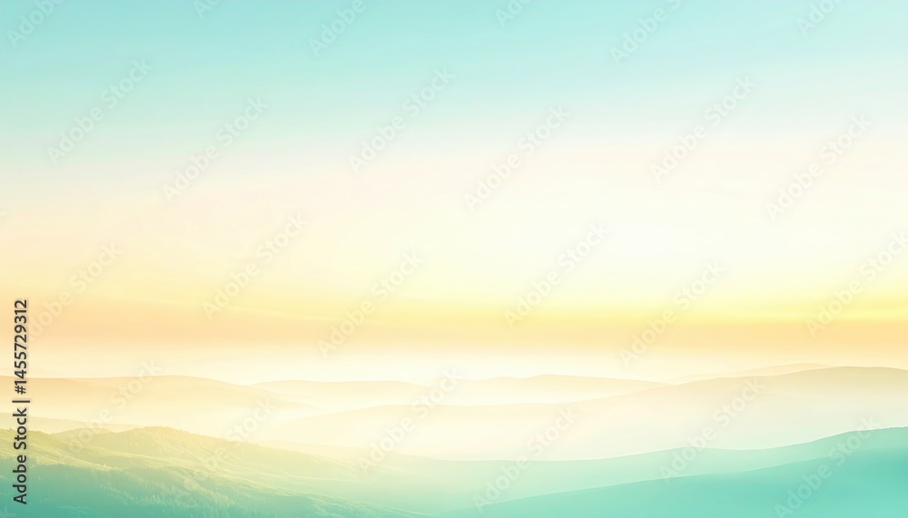 Obraz premium Serene sunrise over misty mountains nature landscape photography tranquil environment wide angle view