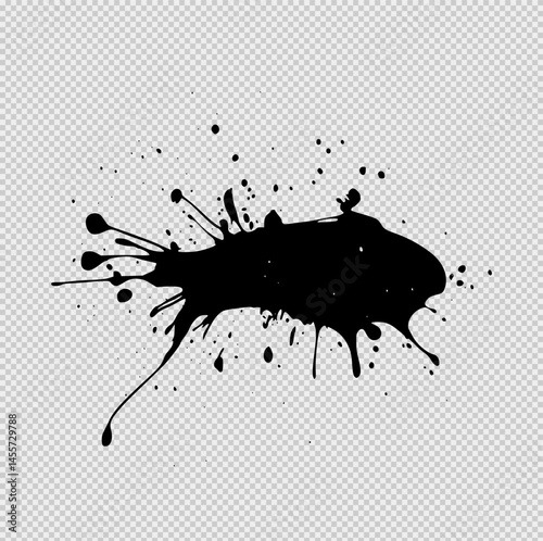 Minimalist black and white logo of an ink blot with irregular, organic edges and splatter details. Subtle pastel shading adds texture, evoking spontaneity, creativity, and abstract elegance.