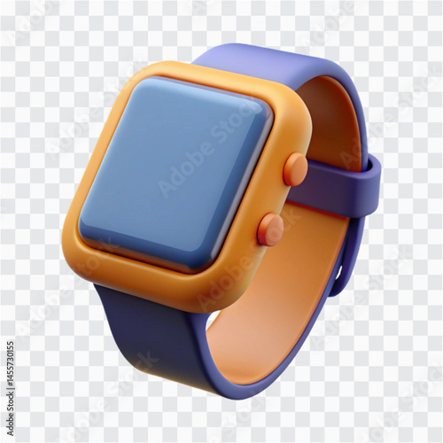 3D Smartwatch Icon Render | Wearable Tech Gadget PNG | Digital Fitness Watch Illustration

