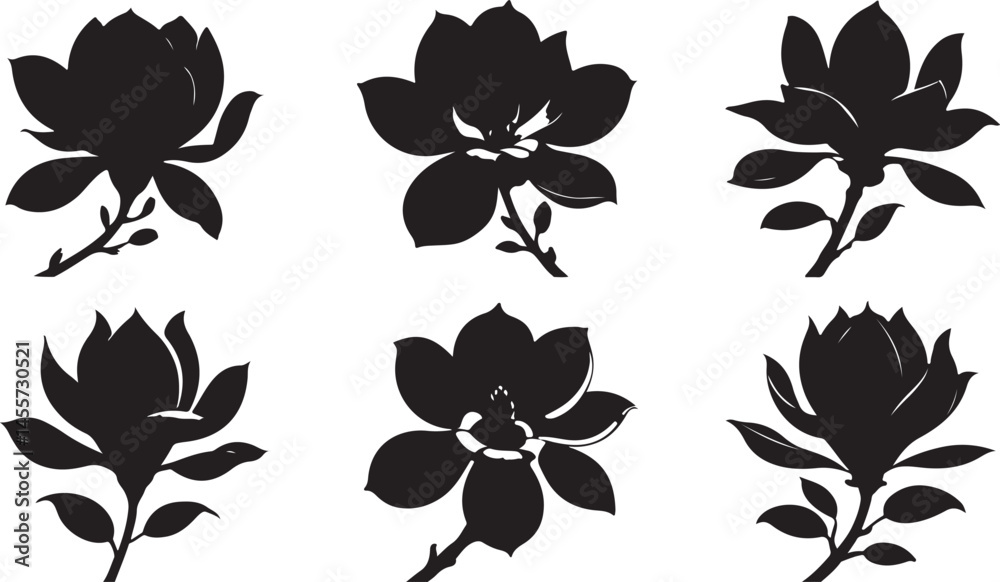 Obraz premium This title emphasizes the graceful beauty of the magnolia flowers, showcasing their delicate and timeless design in a minimalist style.