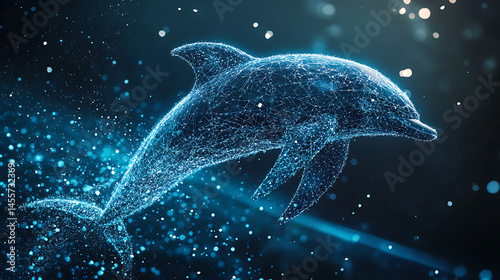 Dolphin-like AI nanobot breaching from a synthetic data ocean 