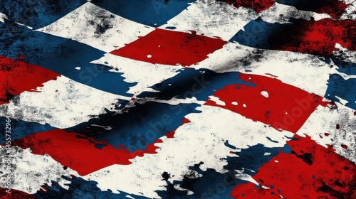 Distressed Checkered Flag Texture with Red, White, and Blue Colors for Patriotic Design