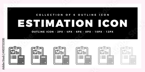 Pack of 6 Outline Vector estimation icon