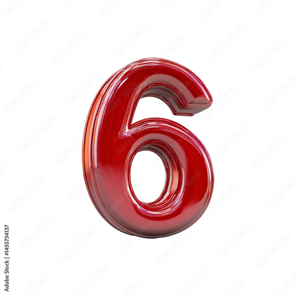 3D red number 6 png 3D red number 6 png