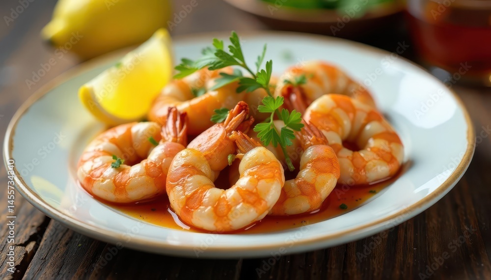 Succulent shrimp, zesty lemon wedges, vibrant meal , appetizer, diet Succulent shrimp, zesty lemon wedges, vibrant meal , appetizer, diet