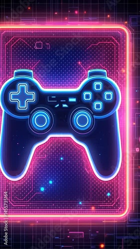 Neon Glowing Game Controller Digital Art