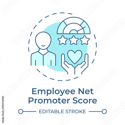 Employee net promoter score soft blue concept icon. Measure workforces loyalty. Performance and engagement. Round shape line illustration. Abstract idea. Graphic design. Easy to use blog post