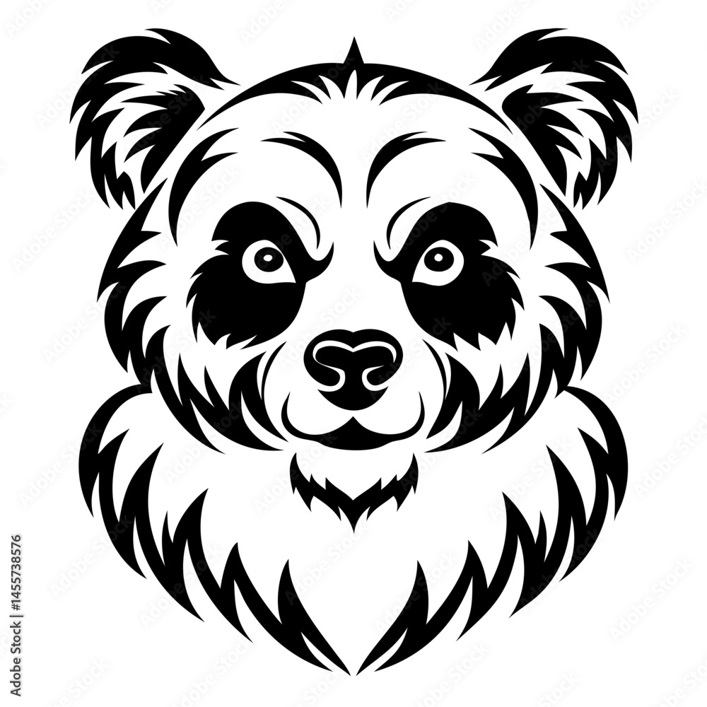 Tribal Panda Face Vector Silhouette - Wild Animal Head for Tattoo and Wildlife Art Tribal Panda Face Vector Silhouette - Wild Animal Head for Tattoo and Wildlife Art