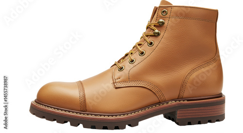 Isolated Brown Leather Work Boot
