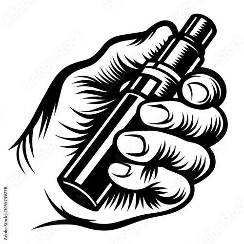 Tribal Vape Hand Vector Illustration,Bold tribal hand holding vape pen vector design, perfect for tattoo, vape shop branding, modern lifestyle artwork