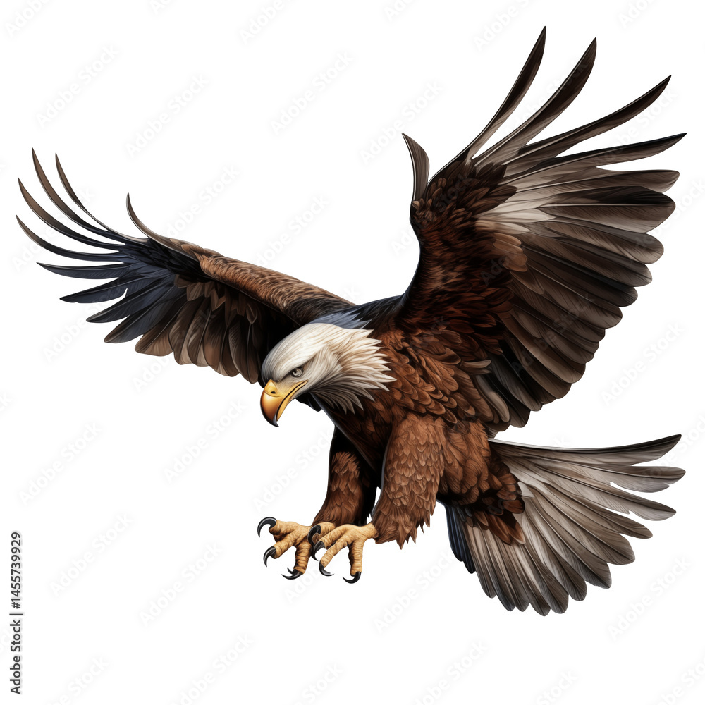 Obraz premium american bald eagle eagle flying isolated on white