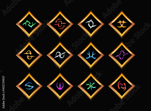 Fotografie fantasy sigil magic game icon spell pack set