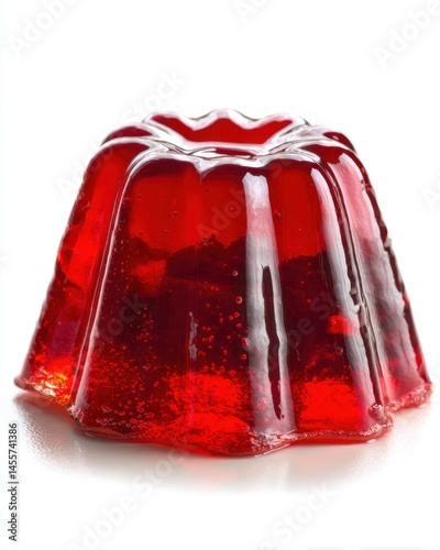 Delicious Red Jello Mold Dessert on White Background Perfect for Summer Party or Celebration Food
