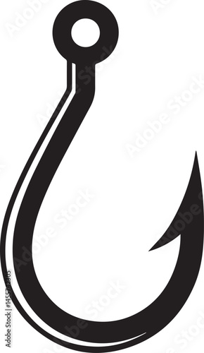 Fishing Hook Icon Silhouette | Black Vector for Angling and Marine Art