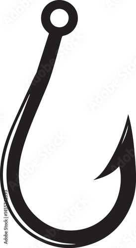 Fishing Hook Icon Silhouette | Black Vector for Angling and Marine Art