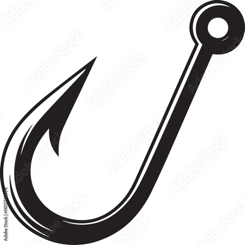 Fishing Hook Icon Silhouette | Black Vector for Angling and Marine Art