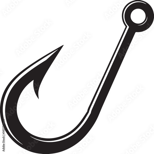 Fishing Hook Icon Silhouette | Black Vector for Angling and Marine Art