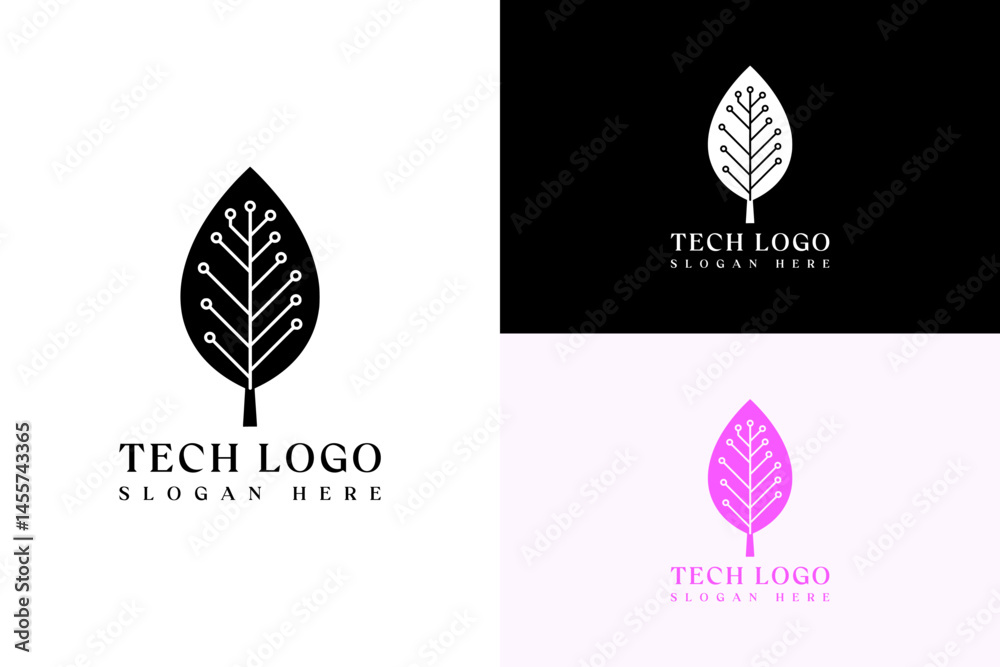 silhouette leaf with circuit veins vector illustration, icon, logo for green energy, eco friendly, data science, database, data center, artificial intelligence, cloud computing, fintech, and more silhouette leaf with circuit veins vector illustration, icon, logo for green energy, eco friendly, data science, database, data center, artificial intelligence, cloud computing, fintech, and more