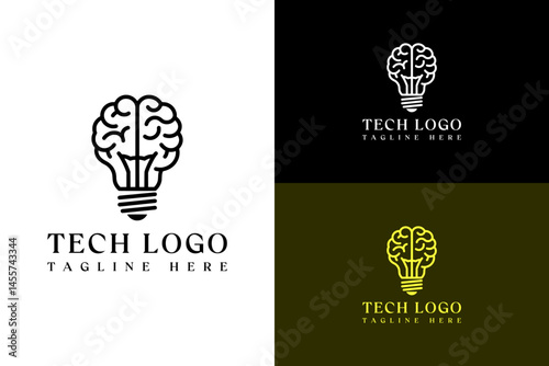 lightbulb with brain filament shape vector illustration, icon, logo for creativity, internet of things, information technology, data center, cloud computing, artificial intelligence, tech, and more