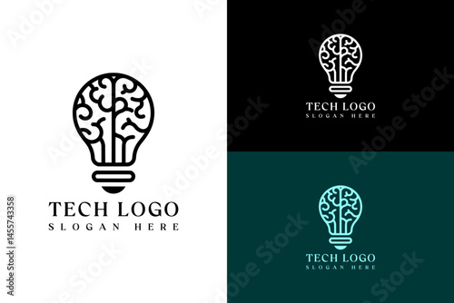 lightbulb and brain filament illustration, vector, abstract, logo for artificial intelligence, creativity, cloud computing, database, fast data, data science, internet of things, data center, and more