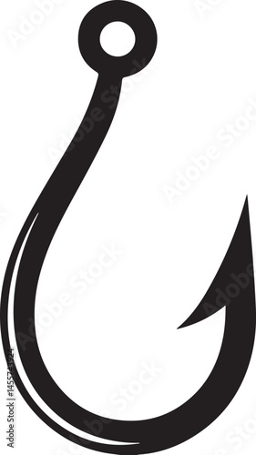 Fishing Hook Icon Silhouette | Black Vector for Angling and Marine Art