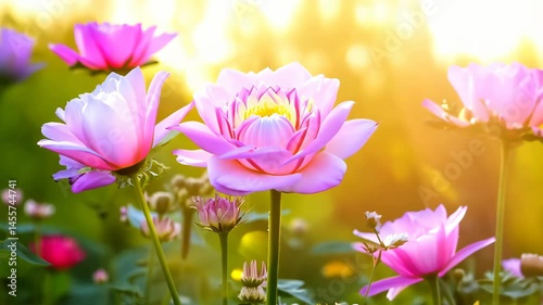 Romantic Floral Background with Blooms and Vibrant Colors