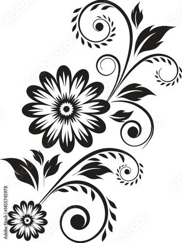 Damask central element isolated Vector damask illustration  baroque pattern