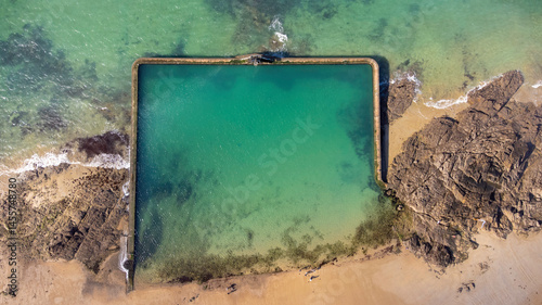 Superbe vue aérienne de Saint Malo, cité corsaire bretonne, ville intra-muros, Bretagne, France