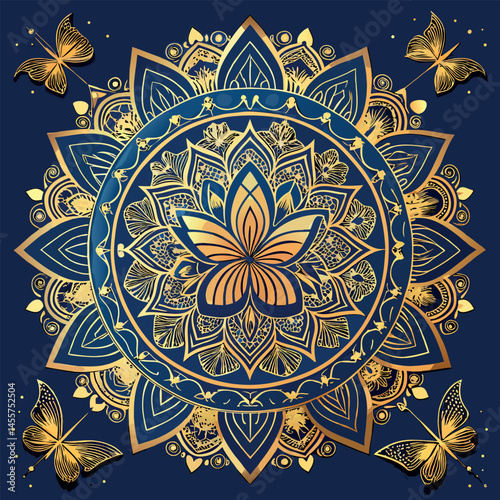 Luxury mandala background with golden arabesque pattern